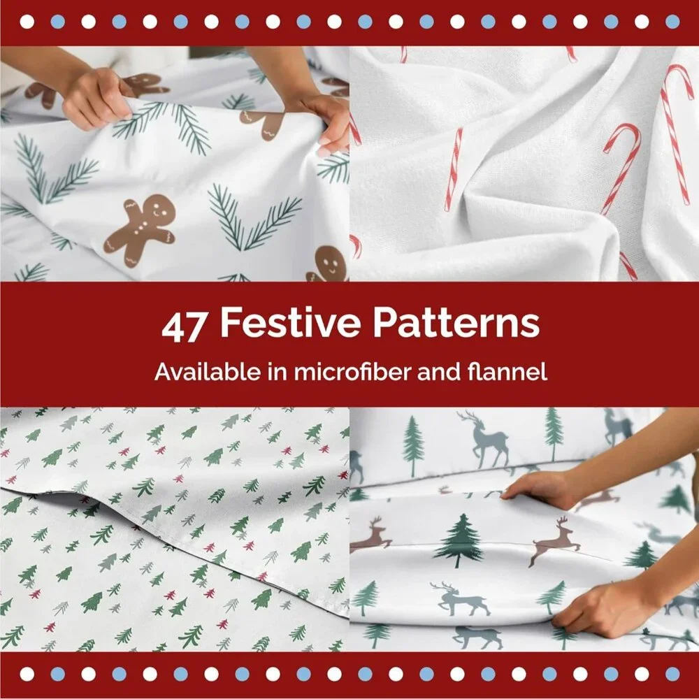 Twin Holiday Gnomes Red Sheet Set - Ultra Soft Christmas Bedding - Wrinkle Free